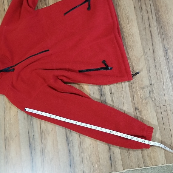 L.L. BEAN FACTORY STORE Red Half Zip Fleece Pullover Jacket - Zippered Pockets - Picture 11 of 11